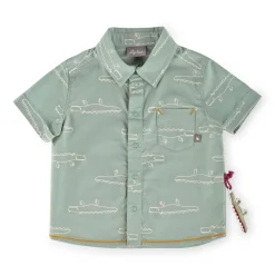 Sigikid Kollektion Happy Crocodile|Baby Hemd In Pastellgrun, Kurzarm