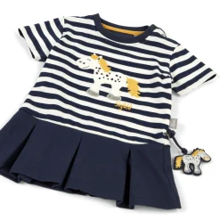 Sigikid Kollektion Tupfen Pony|Baby Kleid Pony, Blau-Weis Geringelt