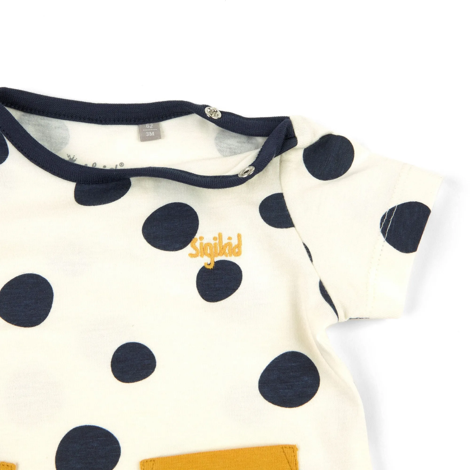 Sigikid Kollektion Tupfen Pony|Baby Kurzarm Longshirt, Weis Mit Dunkelblauen Punkten