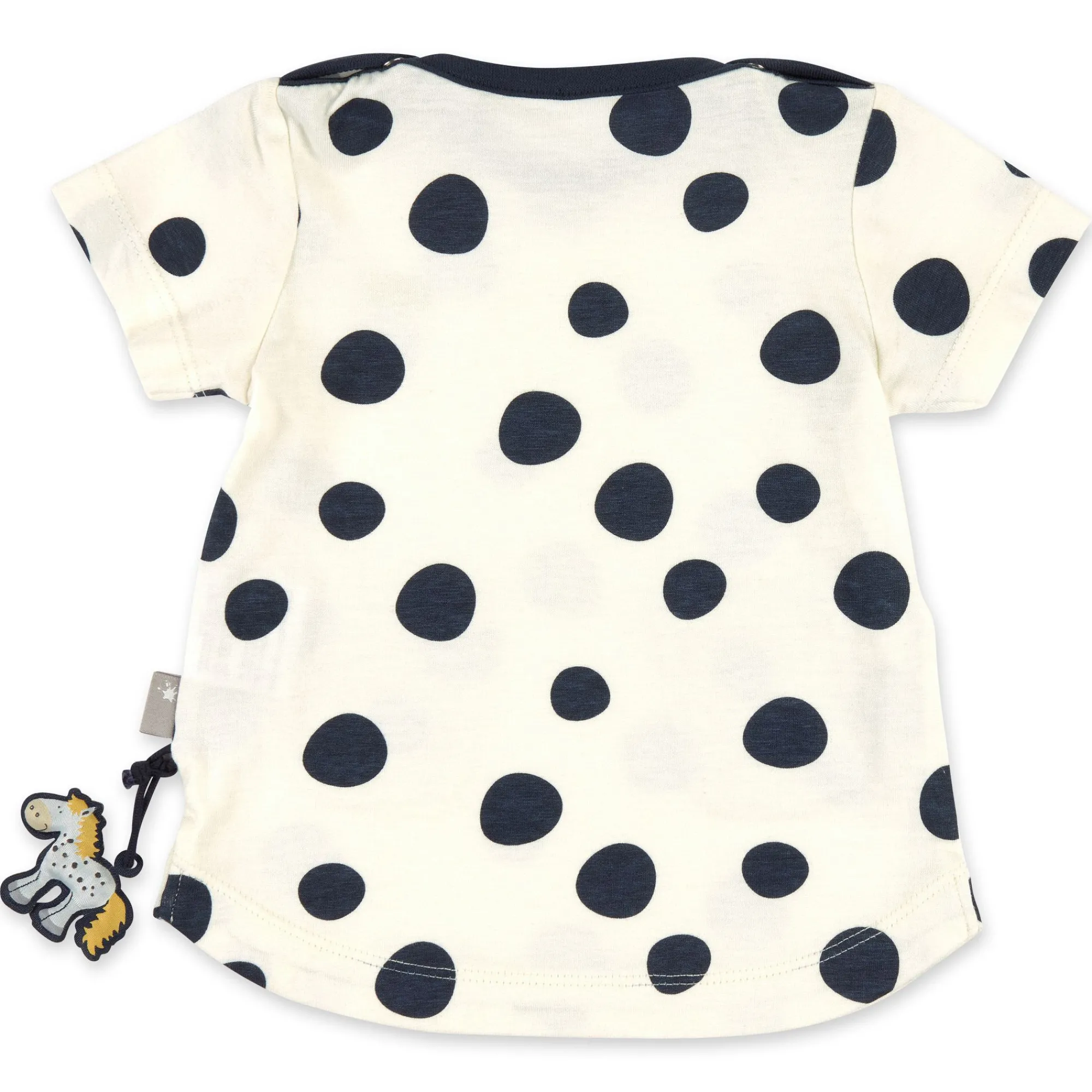 Sigikid Kollektion Tupfen Pony|Baby Kurzarm Longshirt, Weis Mit Dunkelblauen Punkten