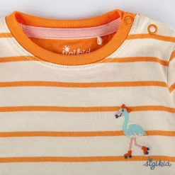 Sigikid Kollektion Wild Flamingo|Baby Langarm Ringelshirt, Orange-Weis