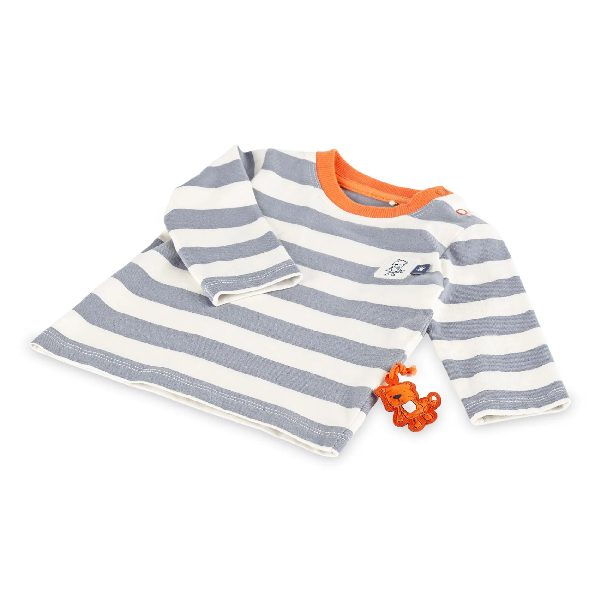 Sigikid Kollektion Wild Adventure|Baby Langarmshirt Mit Tiger Patch, Grau-Weis Gestreift