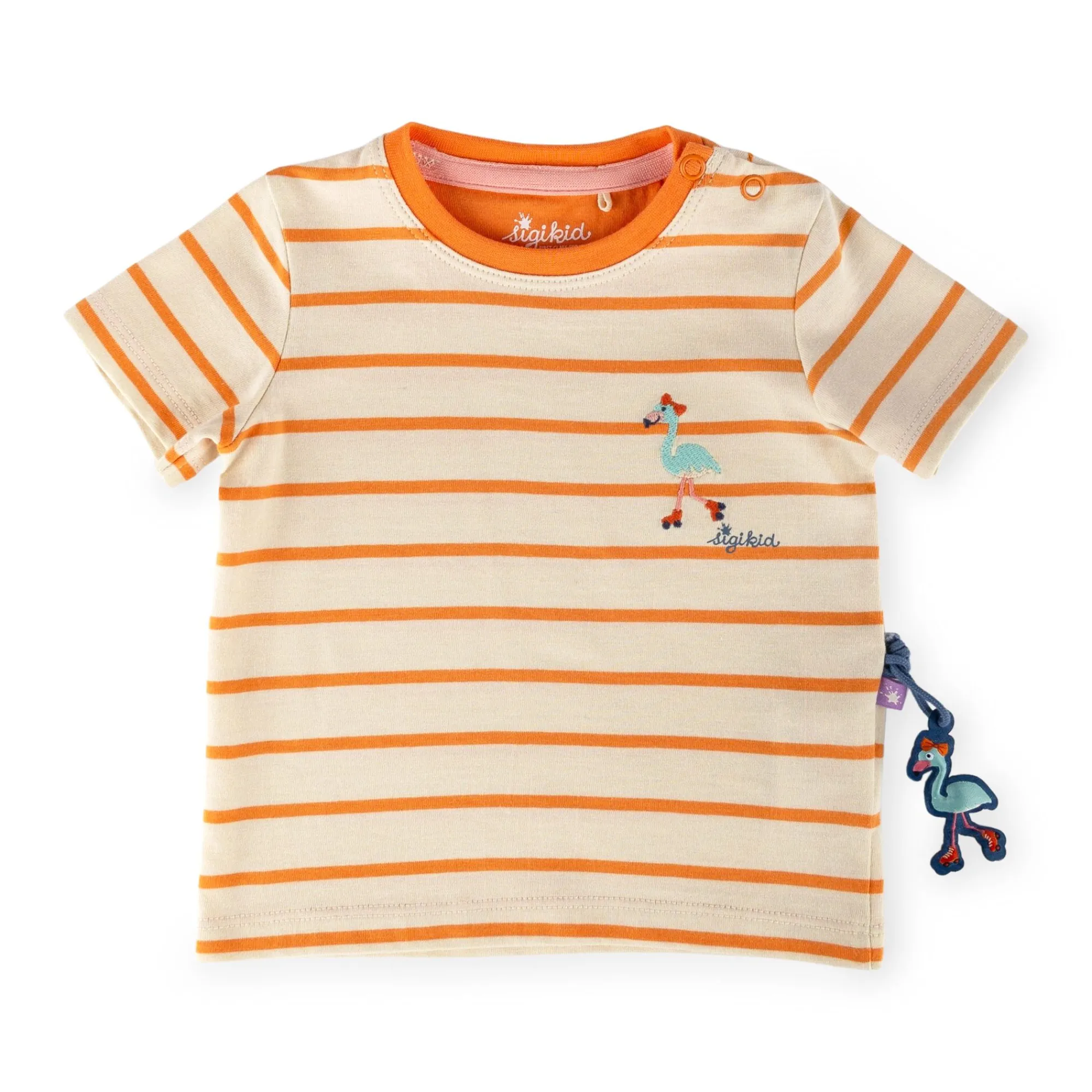 Sigikid Kollektion Wild Flamingo|Baby Ringel T-Shirt Flamingo, Orange-Weis