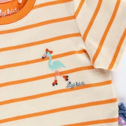 Sigikid Kollektion Wild Flamingo|Baby Ringel T-Shirt Flamingo, Orange-Weis