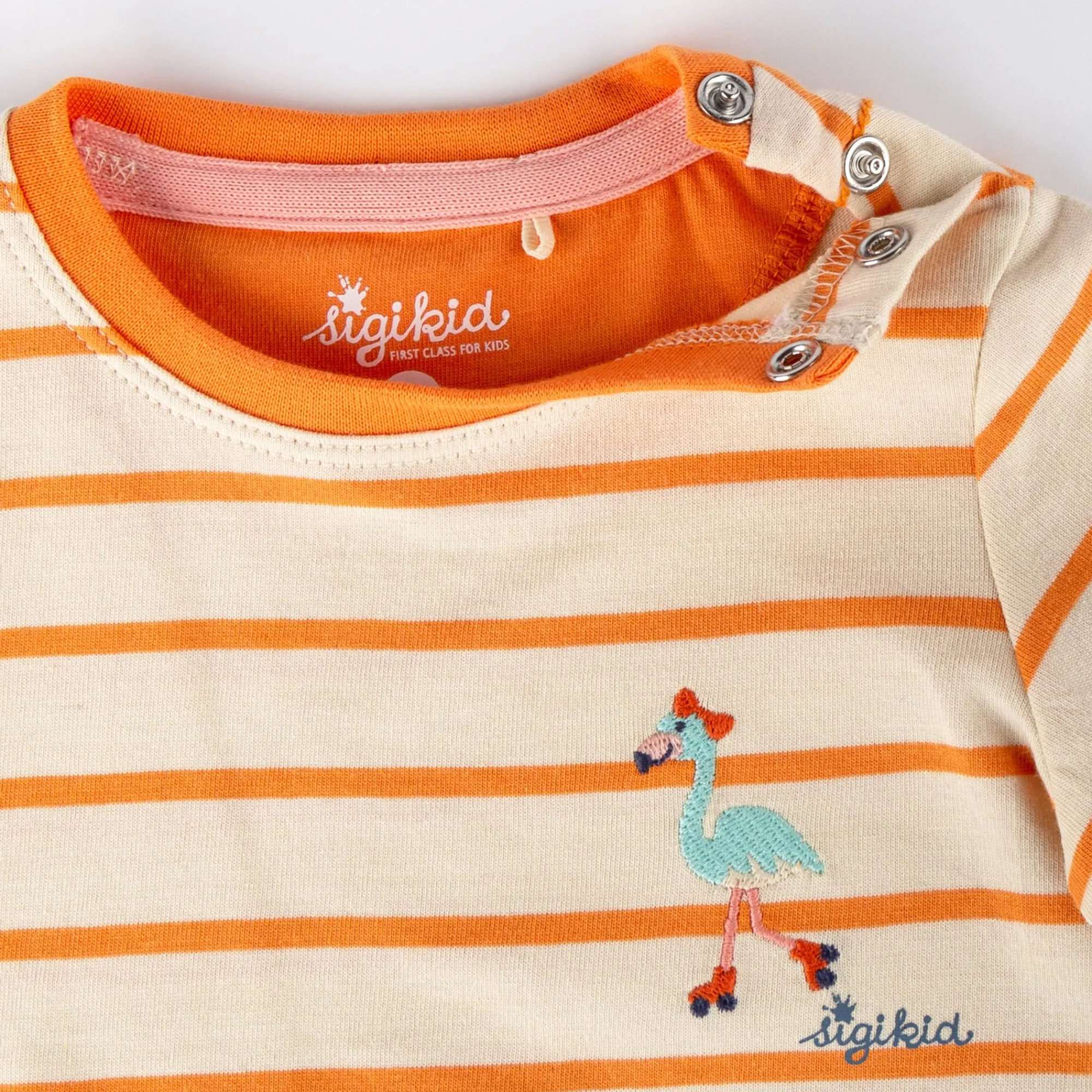 Sigikid Kollektion Wild Flamingo|Baby Ringel T-Shirt Flamingo, Orange-Weis