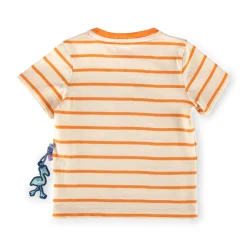 Sigikid Kollektion Wild Flamingo|Baby Ringel T-Shirt Flamingo, Orange-Weis