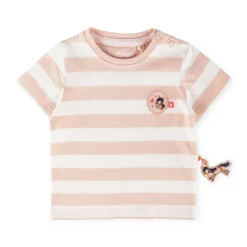 Sigikid Kollektion Funny Horse|Baby T-Shirt Mit Pferdchen Patch, Rosa-Weis Gestreift