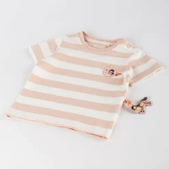 Sigikid Kollektion Funny Horse|Baby T-Shirt Mit Pferdchen Patch, Rosa-Weis Gestreift