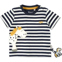 Sigikid Kollektion Tupfen Pony|Baby T-Shirt Pony, Blau-Weis Geringelt
