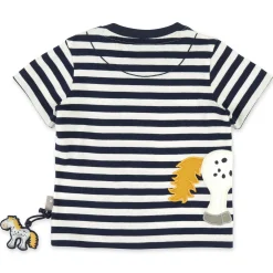 Sigikid Kollektion Tupfen Pony|Baby T-Shirt Pony, Blau-Weis Geringelt