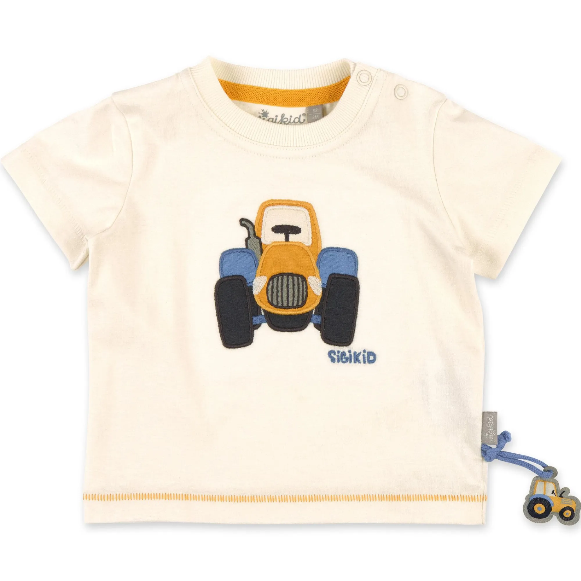 Sigikid Kollektion Gelber Traktor|Baby T-Shirt Traktor, Cremeweis