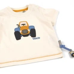 Sigikid Kollektion Gelber Traktor|Baby T-Shirt Traktor, Cremeweis