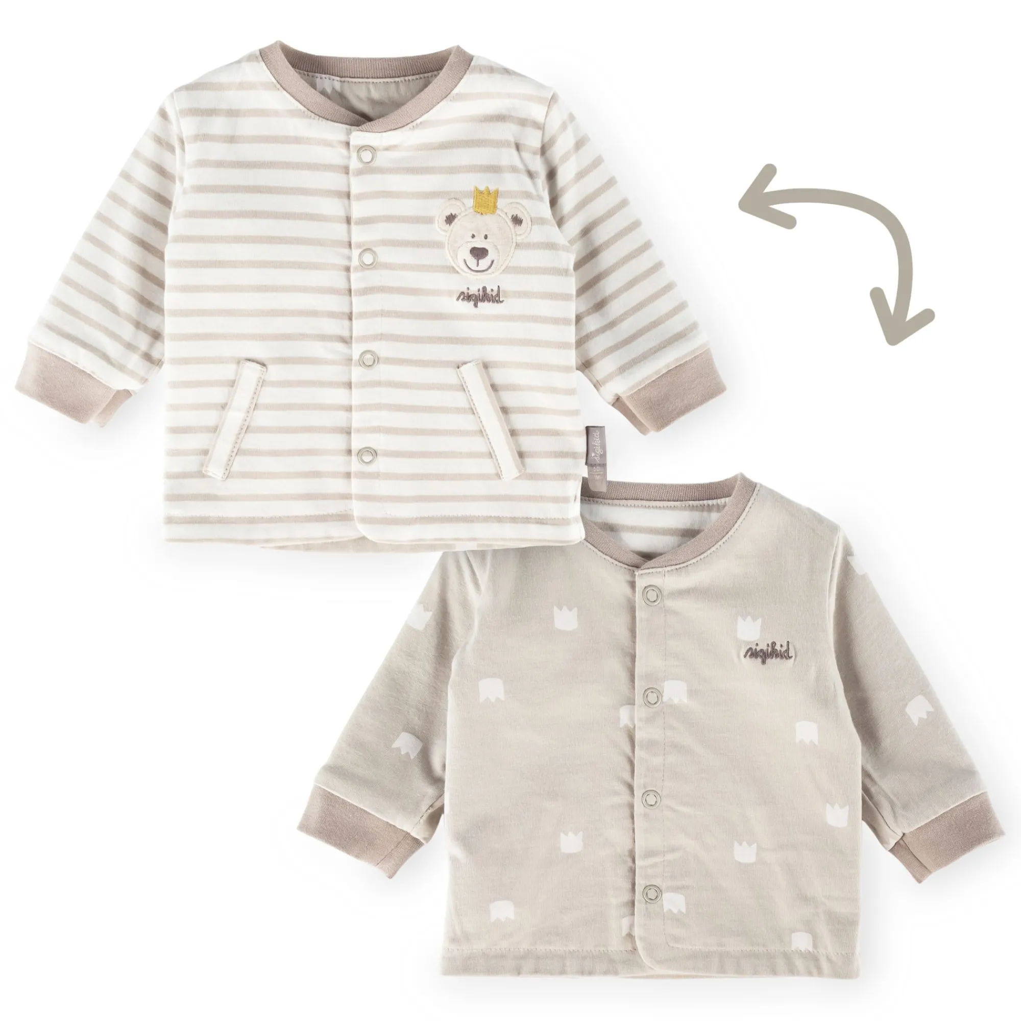Sigikid Kollektion Newborn|Baby Wendejacke Kronchen Bar, Beige