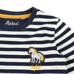Sigikid Kollektion Tupfen Pony|Blau-Weis Geringeltes Kinder Langarmshirt Tupfen Pony