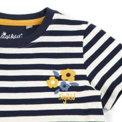 Sigikid Kollektion Tupfen Pony|Blau-Weis Geringeltes Kinder T-Shirt Mit Blumchen Bestic