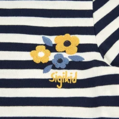 Sigikid Kollektion Tupfen Pony|Blau-Weis Geringeltes Kinder T-Shirt Mit Blumchen Bestic