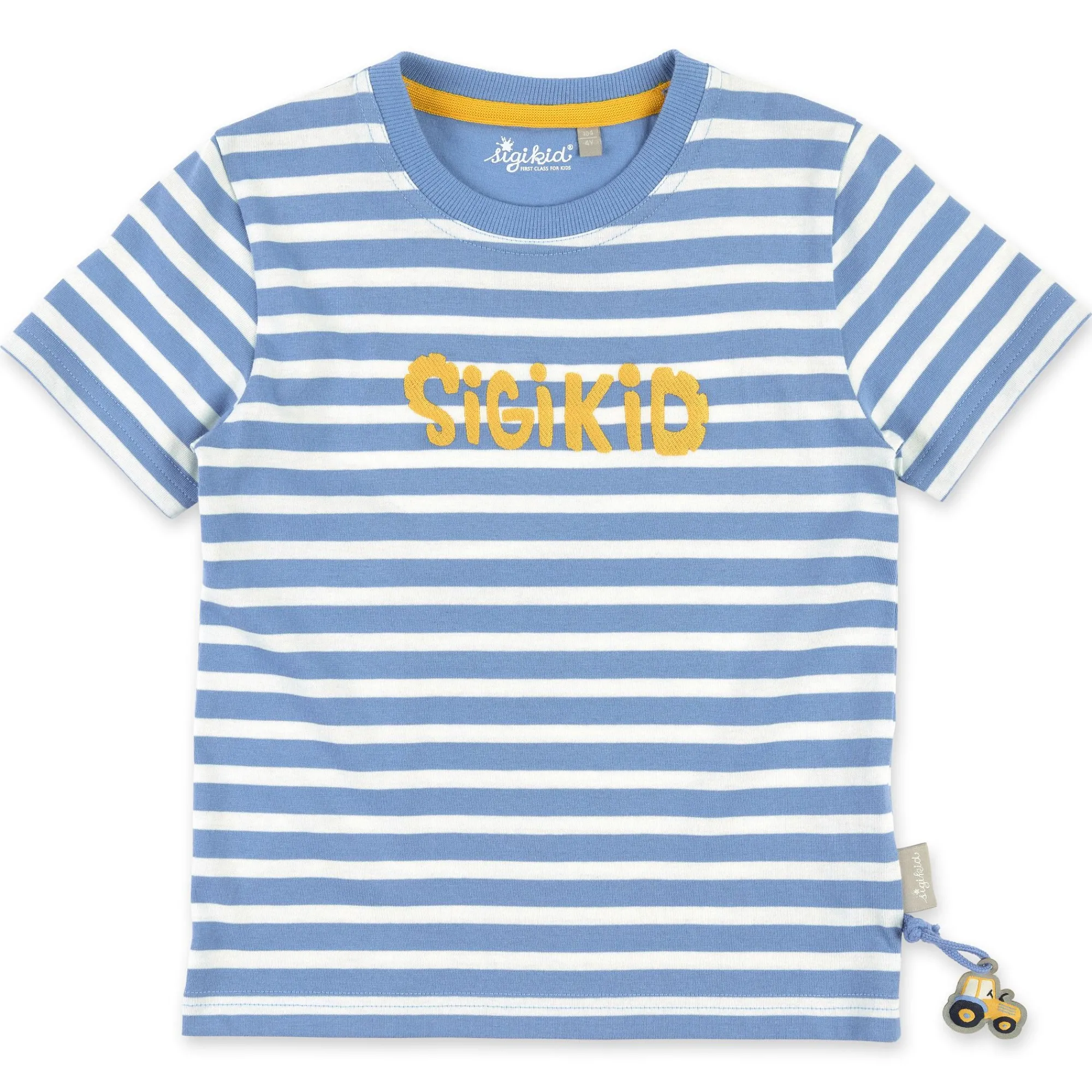 Sigikid Kollektion Gelber Traktor|Kinder Ringel T-Shirt, Blau-Weis