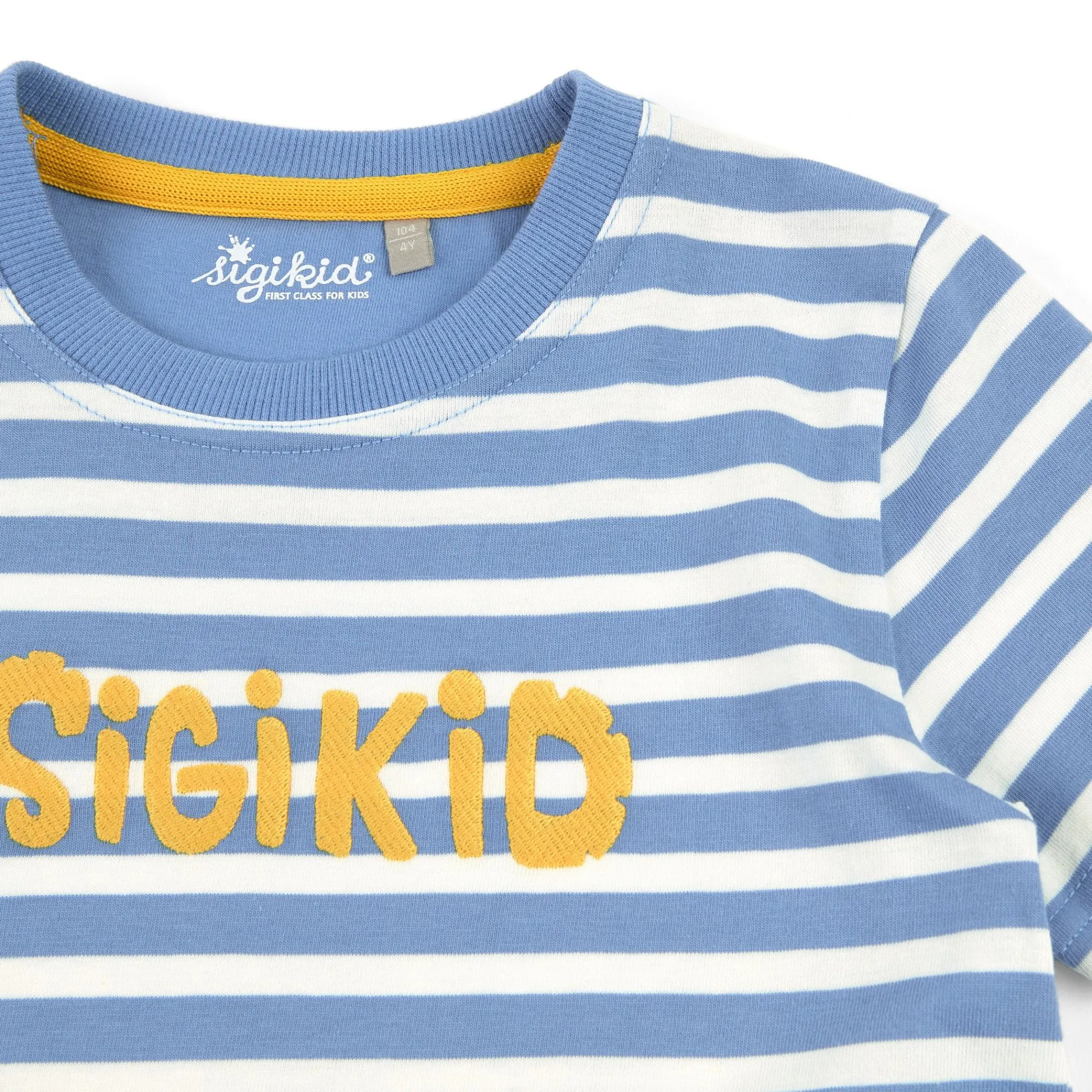 Sigikid Kollektion Gelber Traktor|Kinder Ringel T-Shirt, Blau-Weis