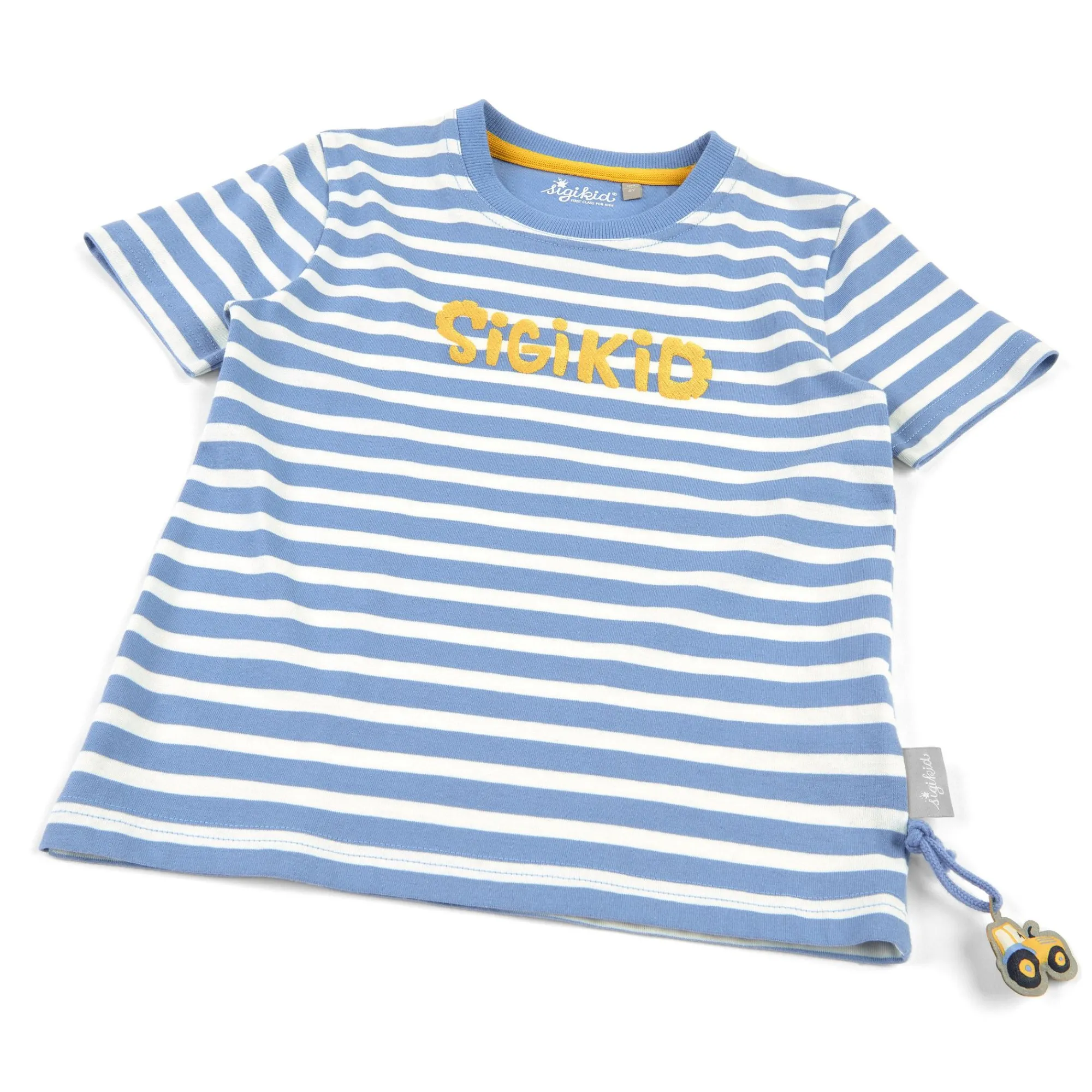 Sigikid Kollektion Gelber Traktor|Kinder Ringel T-Shirt, Blau-Weis