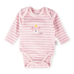 Sigikid Kollektion Newborn|Langarm Babybody Kronchen Bar, Rosa Geringelt