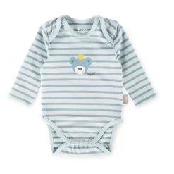 Sigikid Kollektion Newborn|Langarm Babybody Kronchen Bar, Blau Geringelt