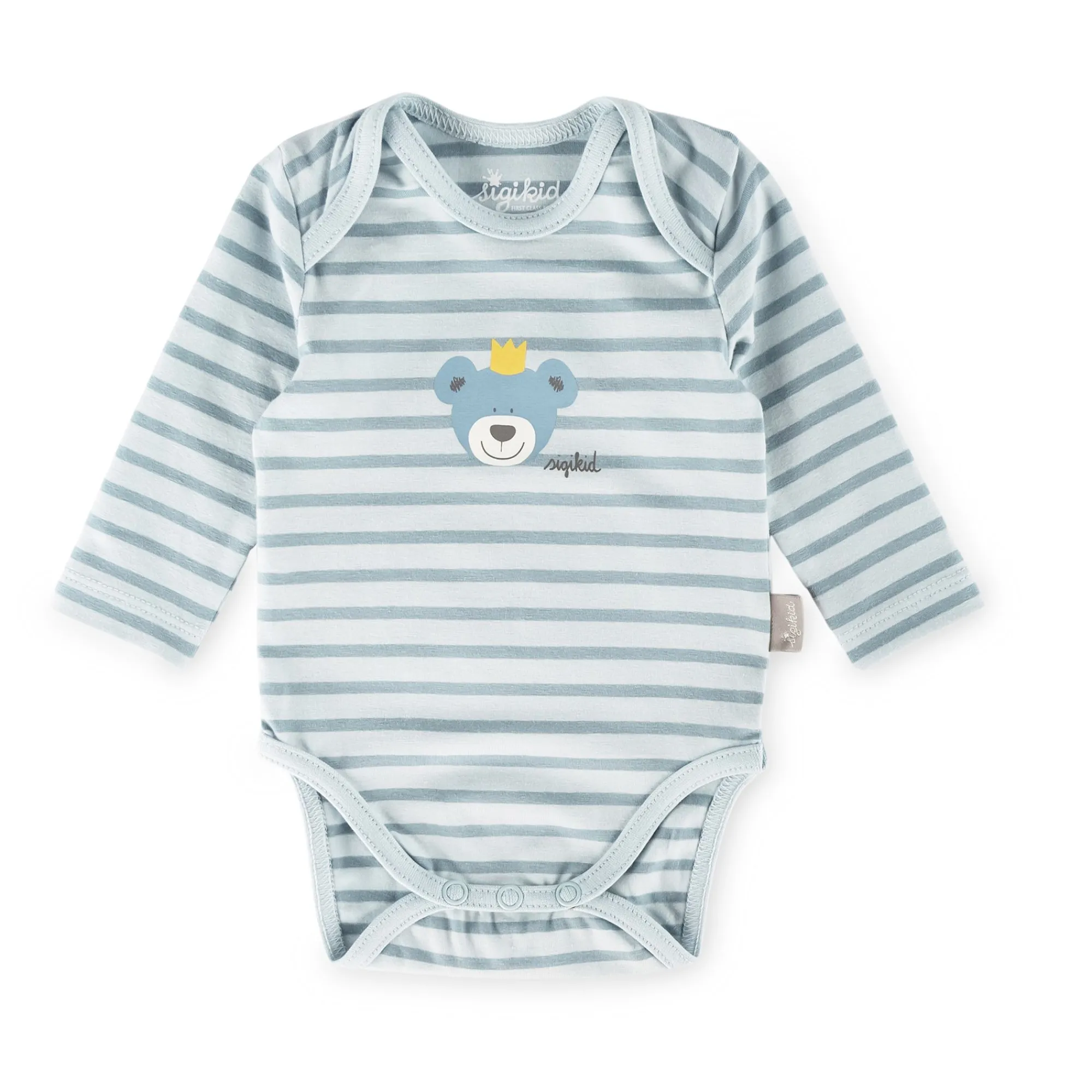 Sigikid Kollektion Newborn|Langarm Babybody Kronchen Bar, Blau Geringelt