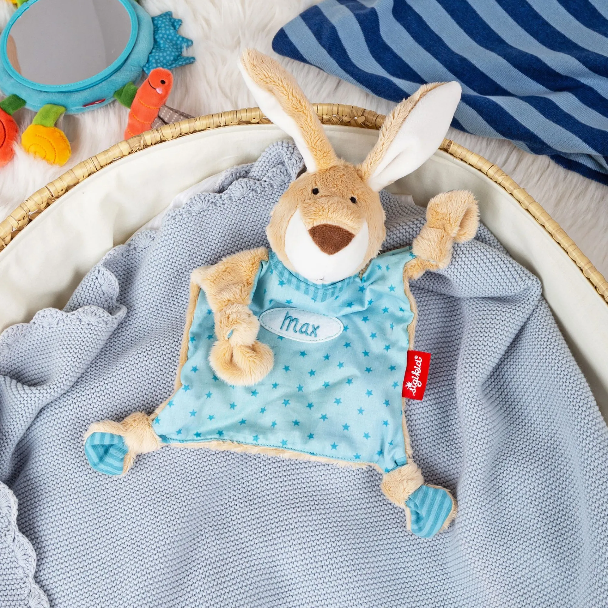 Sigikid Schnuffeltucher|Namensschnuffeltuch Hase Turkis