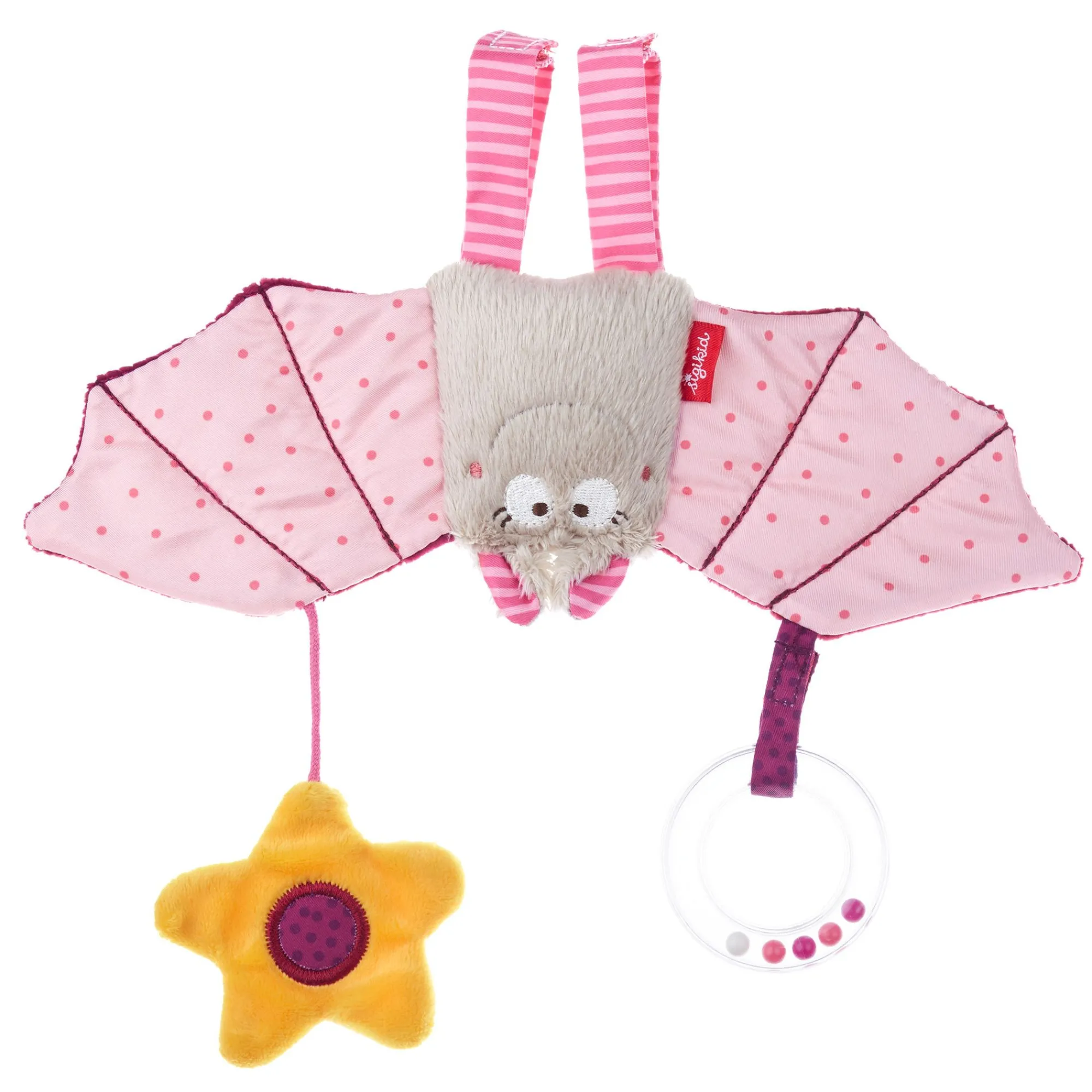 Sigikid Babyspielzeug|Rosa Spielanhanger Fledermaus